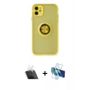 MARSİLYAN™- iPhone 11 Kılıf Yörünge Çizgi - Siyah 3D Antistatik Seramik Nano Ekran Koruyucu + Kamera Lens Koruma Cam - SF