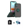 MARSİLYAN™- iPhone 11 Kılıf Yörünge Çizgi - Siyah 3D Antistatik Seramik Nano Ekran Koruyucu + Turuncu PVD Metal Kamera Lens