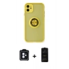 MARSİLYAN™- iPhone 11 Kılıf Yörünge Çizgi - Siyah 6D Antistatik Mat Seramik Hayalet Nano Ekran Koruyucu + PVD Metal Kamera Lens - MI