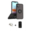MARSİLYAN™- iPhone 11 Kılıf Yörünge Çizgi - Siyah 6D Antistatik Mat Seramik Hayalet Nano Ekran Koruyucu + Pers Alüminyum Kamera Lens - GD