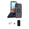 MARSİLYAN™- iPhone 11 Kılıf Yörünge Çizgi - Siyah 6D Antistatik Mat Seramik Hayalet Nano Ekran Koruyucu + Renkli Kamera Lens Koruma Cam - PE