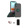MARSİLYAN™- iPhone 11 Kılıf Yörünge Çizgi - Siyah 6D Antistatik Mat Seramik Hayalet Nano Ekran Koruyucu + Pers Alüminyum Kamera Lens - KI
