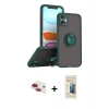 MARSİLYAN™- iPhone 11 Kılıf Yörünge Çizgi - Siyah 6D Mat Seramik Hayalet Nano Ekran Koruyucu + Pers Alüminyum Kamera Lens - KI
