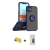 MARSİLYAN™- iPhone 11 Kılıf Yörünge Çizgi - Siyah 6D Mat Seramik Hayalet Nano Ekran Koruyucu + Rainbow Kamera Lens Koruma Cam - KI