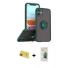 MARSİLYAN™- iPhone 11 Kılıf Yörünge Çizgi - Siyah 6D Mat Seramik Hayalet Nano Ekran Koruyucu + Rainbow Kamera Lens Koruma Cam - KI
