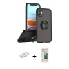 MARSİLYAN™- iPhone 11 Kılıf Yörünge Çizgi - Siyah 6D Mat Seramik Hayalet Nano Ekran Koruyucu + Renkli Kamera Lens Koruma Cam - SI