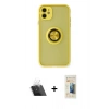 MARSİLYAN™- iPhone 11 Kılıf Yörünge Çizgi - Siyah 6D Mat Seramik Hayalet Nano Ekran Koruyucu + Kamera Lens Koruma Cam - SF
