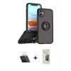 MARSİLYAN™- iPhone 11 Kılıf Yörünge Çizgi - Siyah 6D Mat Seramik Hayalet Nano Ekran Koruyucu + Kamera Lens Koruma Cam - SF