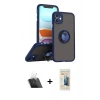 MARSİLYAN™- iPhone 11 Kılıf Yörünge Çizgi - Siyah 6D Mat Seramik Hayalet Nano Ekran Koruyucu + Kamera Lens Koruma Cam - SF
