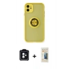 MARSİLYAN™- iPhone 11 Kılıf Yörünge Çizgi - Siyah 6D Mat Seramik Hayalet Nano Ekran Koruyucu + PVD Metal Kamera Lens - YL