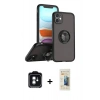 MARSİLYAN™- iPhone 11 Kılıf Yörünge Çizgi - Siyah 6D Mat Seramik Hayalet Nano Ekran Koruyucu + PVD Metal Kamera Lens - YL