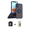 MARSİLYAN™- iPhone 11 Kılıf Yörünge Çizgi - Siyah 6D Mat Seramik Hayalet Nano Ekran Koruyucu + PVD Metal Kamera Lens - YL