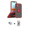MARSİLYAN™- iPhone 11 Kılıf Yörünge Çizgi - Siyah Bilvis 3D Cam Ekran Koruyucu + Pers Alüminyum Kamera Lens - LT