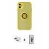 MARSİLYAN™- iPhone 11 Kılıf Yörünge Çizgi - Siyah Bilvis 3D Cam Ekran Koruyucu + Pers Alüminyum Kamera Lens - YL