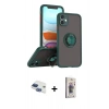 MARSİLYAN™- iPhone 11 Kılıf Yörünge Çizgi - Siyah Bilvis 3D Cam Ekran Koruyucu + Pers Alüminyum Kamera Lens - LT
