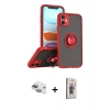 MARSİLYAN™- iPhone 11 Kılıf Yörünge Çizgi - Siyah Bilvis 3D Cam Ekran Koruyucu + Pers Alüminyum Kamera Lens - YL