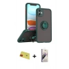 MARSİLYAN™- iPhone 11 Kılıf Yörünge Çizgi - Siyah Bilvis 3D Mat Cam Ekran Koruyucu + Rainbow Kamera Lens Koruma Cam - KI