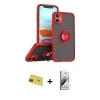 MARSİLYAN™- iPhone 11 Kılıf Yörünge Çizgi - Siyah Bilvis 3D Mat Cam Ekran Koruyucu + Rainbow Kamera Lens Koruma Cam - KI