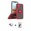 MARSİLYAN™- iPhone 11 Kılıf Yörünge Çizgi - Siyah Bilvis 3D Mat Cam Ekran Koruyucu + Pers Alüminyum Kamera Lens - LT