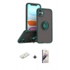 MARSİLYAN™- iPhone 11 Kılıf Yörünge Çizgi - Siyah Bilvis 3D Mat Cam Ekran Koruyucu + Renkli Kamera Lens Koruma Cam - TU