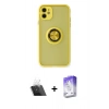 MARSİLYAN™- iPhone 11 Kılıf Yörünge Çizgi - Siyah Bilvis 5in1 3D Magic Cam Ekran Koruyucu + Kamera Lens Koruma Cam - SF