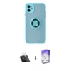 MARSİLYAN™- iPhone 11 Kılıf Yörünge Çizgi - Siyah Bilvis 5in1 3D Magic Cam Ekran Koruyucu + Kamera Lens Koruma Cam - SF
