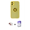 MARSİLYAN™- iPhone 11 Kılıf Yörünge Çizgi - Siyah Bilvis 5in1 3D Magic Cam Ekran Koruyucu + Pers Alüminyum Kamera Lens - KI