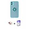 MARSİLYAN™- iPhone 11 Kılıf Yörünge Çizgi - Siyah Bilvis 5in1 3D Magic Cam Ekran Koruyucu + Pers Alüminyum Kamera Lens - KI