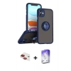 MARSİLYAN™- iPhone 11 Kılıf Yörünge Çizgi - Siyah Bilvis 5in1 3D Magic Cam Ekran Koruyucu + Pers Alüminyum Kamera Lens - KI