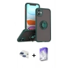 MARSİLYAN™- iPhone 11 Kılıf Yörünge Çizgi - Siyah Bilvis 5in1 3D Magic Cam Ekran Koruyucu + Pers Alüminyum Kamera Lens - LT