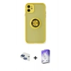 MARSİLYAN™- iPhone 11 Kılıf Yörünge Çizgi - Siyah Bilvis 5in1 3D Magic Cam Ekran Koruyucu + Pers Alüminyum Kamera Lens - LT