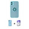 MARSİLYAN™- iPhone 11 Kılıf Yörünge Çizgi - Siyah Bilvis 5in1 3D Magic Cam Ekran Koruyucu + Neon Fosforlu Kamera Lens - MI