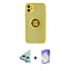 MARSİLYAN™- iPhone 11 Kılıf Yörünge Çizgi - Siyah Bilvis 5in1 3D Magic Cam Ekran Koruyucu + Raze Metal Kamera Lens - MI