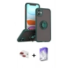 MARSİLYAN™- iPhone 11 Kılıf Yörünge Çizgi - Siyah Bilvis 5in1 3D Magic Cam Ekran Koruyucu + Pers Alüminyum Kamera Lens - KI