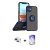 MARSİLYAN™- iPhone 11 Kılıf Yörünge Çizgi - Siyah Bilvis 5in1 3D Magic Cam Ekran Koruyucu + Pers Alüminyum Kamera Lens - LT