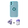 MARSİLYAN™- iPhone 11 Kılıf Yörünge Çizgi - Siyah Bilvis 5in1 3D Magic Cam Ekran Koruyucu + Raze Metal Kamera Lens - MR