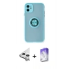 MARSİLYAN™- iPhone 11 Kılıf Yörünge Çizgi - Siyah Bilvis 5in1 3D Magic Cam Ekran Koruyucu + Raze Metal Kamera Lens - GS