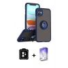 MARSİLYAN™- iPhone 11 Kılıf Yörünge Çizgi - Siyah Bilvis 5in1 3D Magic Cam Ekran Koruyucu + PVD Metal Kamera Lens - TU