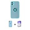 MARSİLYAN™- iPhone 11 Kılıf Yörünge Çizgi - Siyah Bilvis 5in1 3D Magic Cam Ekran Koruyucu + Neon Fosforlu Kamera Lens - YL