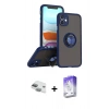 MARSİLYAN™- iPhone 11 Kılıf Yörünge Çizgi - Siyah Bilvis 5in1 3D Magic Cam Ekran Koruyucu + Pers Alüminyum Kamera Lens - YL