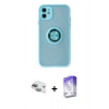 MARSİLYAN™- iPhone 11 Kılıf Yörünge Çizgi - Siyah Bilvis 5in1 3D Magic Cam Ekran Koruyucu + Pers Alüminyum Kamera Lens - YL