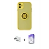 MARSİLYAN™- iPhone 11 Kılıf Yörünge Çizgi - Siyah Bilvis 5in1 3D Magic Cam Ekran Koruyucu + Pers Alüminyum Kamera Lens - YL