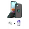 MARSİLYAN™- iPhone 11 Kılıf Yörünge Çizgi - Siyah Bilvis 5in1 3D Magic Cam Ekran Koruyucu + Pers Alüminyum Kamera Lens - YL