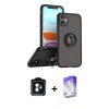 MARSİLYAN™- iPhone 11 Kılıf Yörünge Çizgi - Siyah Bilvis 5in1 3D Magic Cam Ekran Koruyucu + PVD Metal Kamera Lens - YL