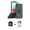 MARSİLYAN™- iPhone 11 Kılıf Yörünge Çizgi - Siyah Bilvis 5in1 3D Magic Cam Ekran Koruyucu + PVD Metal Kamera Lens - YL