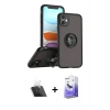 MARSİLYAN™- iPhone 11 Kılıf Yörünge Çizgi - Siyah Bilvis 5in1 5D Magic Hayalet Cam Ekran Koruyucu + Kamera Lens Koruma Cam - SF
