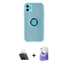 MARSİLYAN™- iPhone 11 Kılıf Yörünge Çizgi - Siyah Bilvis 5in1 5D Magic Hayalet Cam Ekran Koruyucu + Kamera Lens Koruma Cam - SF