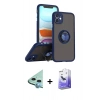 MARSİLYAN™- iPhone 11 Kılıf Yörünge Çizgi - Siyah Bilvis 5in1 5D Magic Hayalet Cam Ekran Koruyucu + Raze Metal Kamera Lens - MI