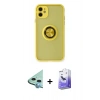 MARSİLYAN™- iPhone 11 Kılıf Yörünge Çizgi - Siyah Bilvis 5in1 5D Magic Hayalet Cam Ekran Koruyucu + Raze Metal Kamera Lens - MI