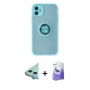 MARSİLYAN™- iPhone 11 Kılıf Yörünge Çizgi - Siyah Bilvis 5in1 5D Magic Hayalet Cam Ekran Koruyucu + Raze Metal Kamera Lens - MI